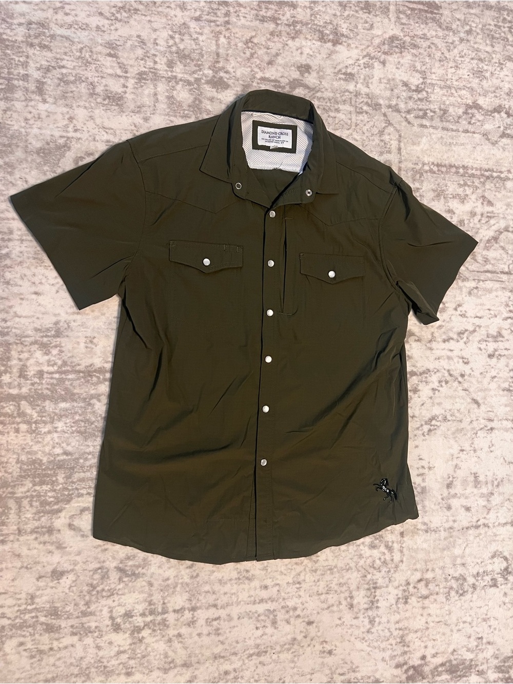 Bugatchi Olive Short-Sleeve Button-Down Shirt